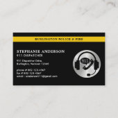Aangepaste 911 Dispatcher Thin Gold Line Logo QR-c Visitekaartje (Voorkant)