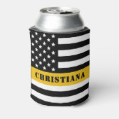 Aangepaste 911-dispatcher VS-vlag dunne gouden lij Blikjeskoeler (Blikje Achterkant)