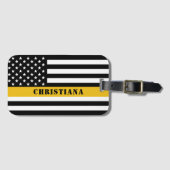 Aangepaste 911 verzender VS vlag met gouden lijn Bagagelabel (Voorkant (horizontaal))