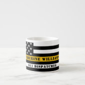 Aangepaste 911 verzender VS vlag met gouden lijn Espresso Kop (Voorkant)