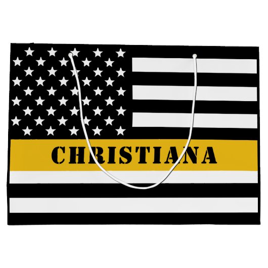 Aangepaste 911 verzender VS vlag met gouden lijn Groot Cadeauzakje (Achterkant)