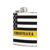 Aangepaste 911 verzender VS vlag met gouden lijn Heupfles (Links)