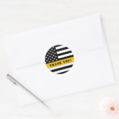 Aangepaste 911 verzender VS vlag met gouden lijn Ronde Sticker (Envelop)