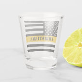 Aangepaste 911 verzender VS vlag met gouden lijn Shot Glas (Achterkant)