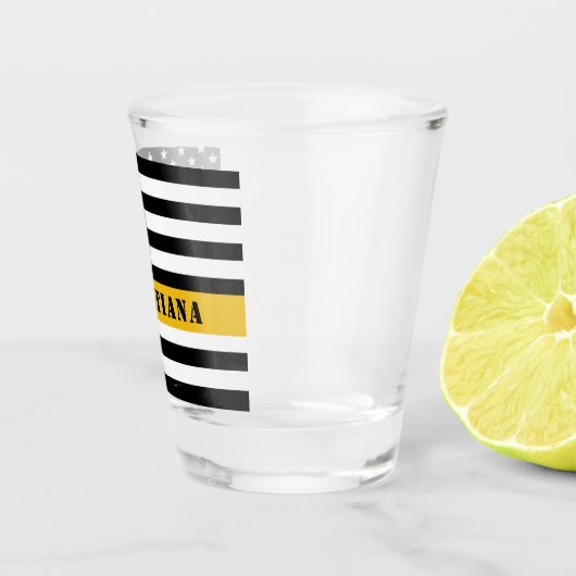 Aangepaste 911 verzender VS vlag met gouden lijn Shot Glas (Rechts)