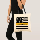 Aangepaste 911 verzender VS vlag met gouden lijn Tote Bag (Voorkant (product))