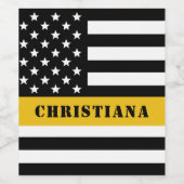 Aangepaste 911 verzender VS vlag met gouden lijn Wijn Etiket (Enkel label)