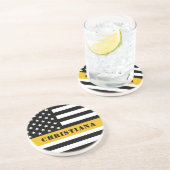 Aangepaste 911 verzender VS vlag met gouden lijn Zandsteen Onderzetter (Zijkant)