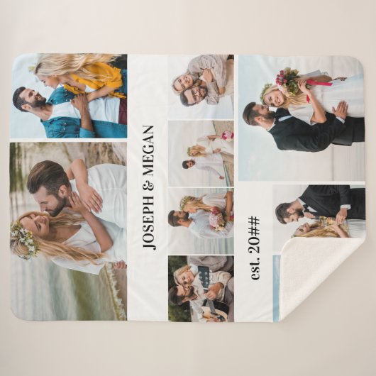 Aangepaste 9 foto Collage Black en White Sherpa Deken (Voorkant (horizontaal))