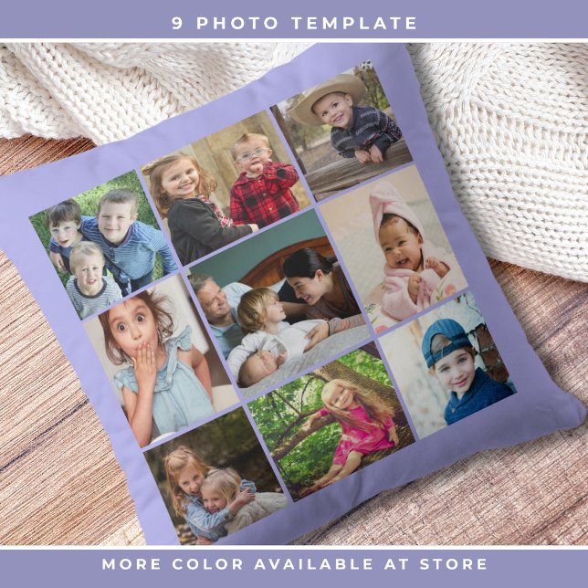 Aangepaste 9 Foto Collage Familie Keepsake Periwin Kussen (Creator heeft geüpload)