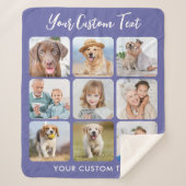 Aangepaste 9 foto collage Trendy Periwinkle Sherpa Deken (Voorkant)