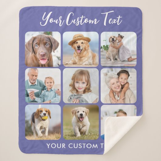 Aangepaste 9 foto collage Trendy Periwinkle Sherpa Deken (Voorkant)