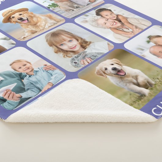 Aangepaste 9 foto collage Trendy Periwinkle Sherpa Deken (3/4)