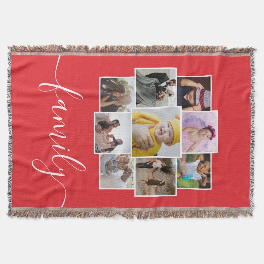 Aangepaste 9 foto- en tekstfotocollage deken (Voorkant)