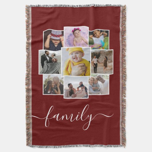 Aangepaste 9 foto- en tekstfotocollage deken (Voorkant Verticaal)