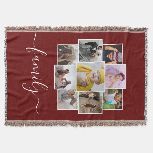 Aangepaste 9 foto- en tekstfotocollage deken (Voorkant)