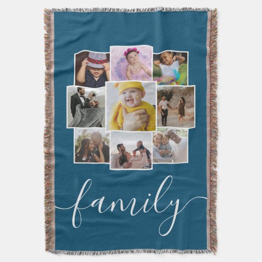 Aangepaste 9 foto- en tekstfotocollage deken (Voorkant Verticaal)