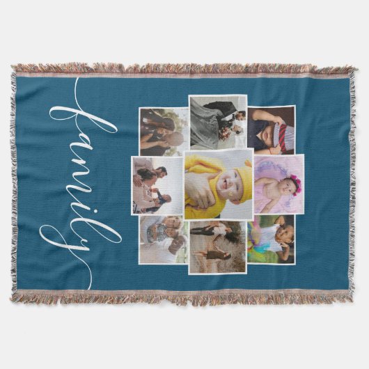 Aangepaste 9 foto- en tekstfotocollage deken (Voorkant)