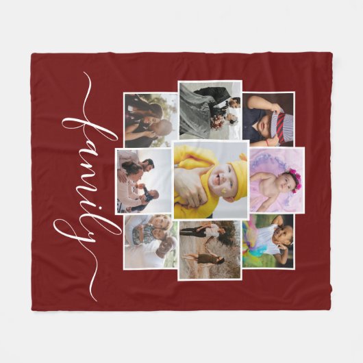 Aangepaste 9 foto- en tekstfotocollage fleece deken (Voorkant (Horizontaal))