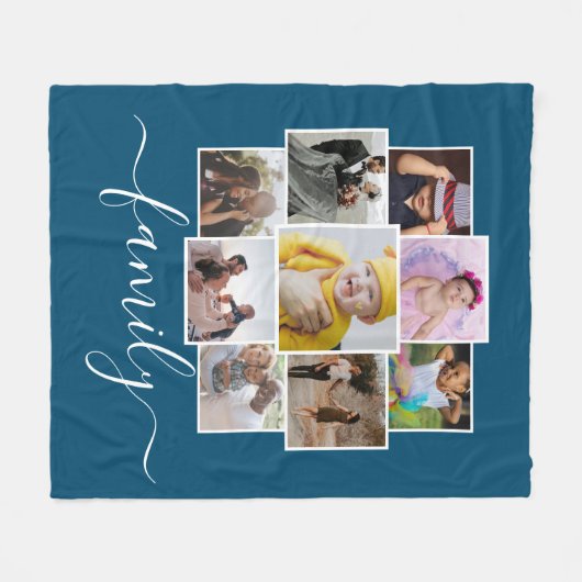 Aangepaste 9 foto- en tekstfotocollage fleece deken (Voorkant (Horizontaal))