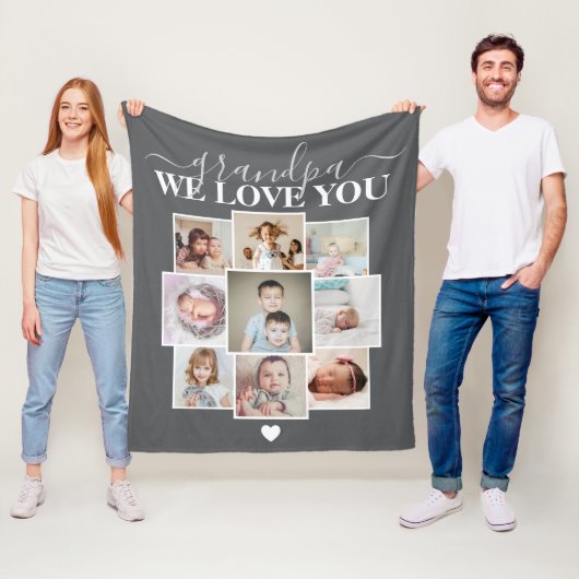Aangepaste 9 foto- en tekstfotocollage fleece deken (In situ)