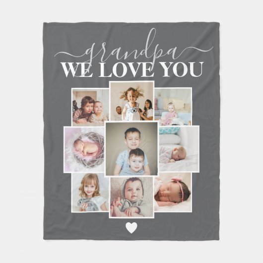 Aangepaste 9 foto- en tekstfotocollage fleece deken (Voorkant)