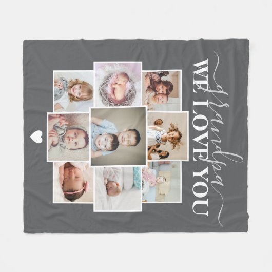 Aangepaste 9 foto- en tekstfotocollage fleece deken (Voorkant (Horizontaal))