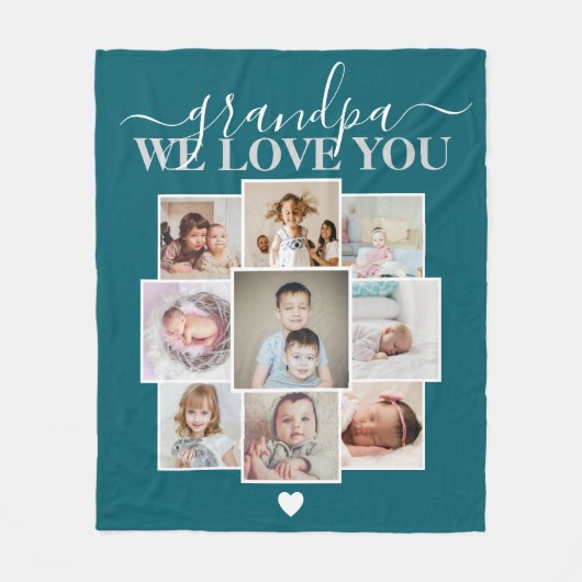 Aangepaste 9 foto- en tekstfotocollage fleece deken (Voorkant)