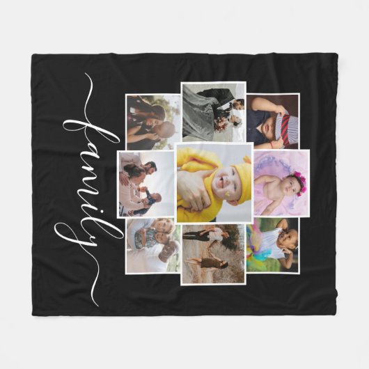 Aangepaste 9 foto- en tekstfotocollage fleece deken (Voorkant (Horizontaal))