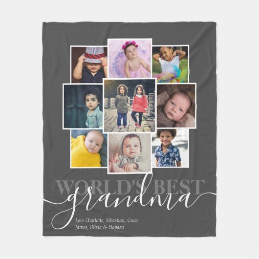 Aangepaste 9 foto- en tekstfotocollage fleece deken (Voorkant)