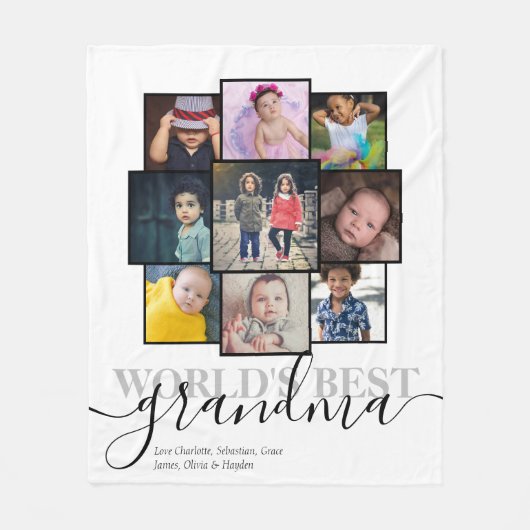 Aangepaste 9 foto- en tekstfotocollage fleece deken (Voorkant)