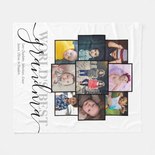 Aangepaste 9 foto- en tekstfotocollage fleece deken (Voorkant (Horizontaal))