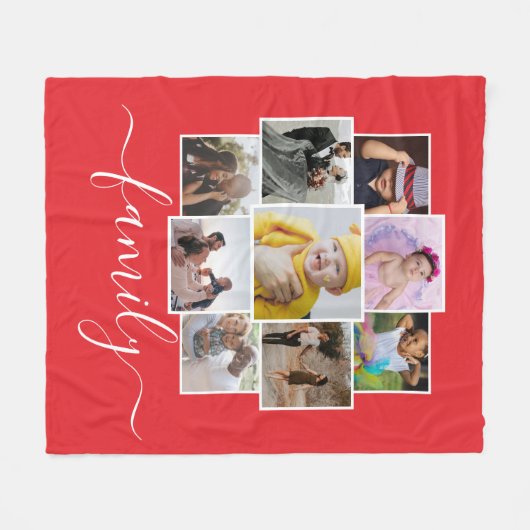 Aangepaste 9 foto- en tekstfotocollage fleece deken (Voorkant (Horizontaal))