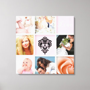 Aangepaste 9-Foto op Canvas, Wit Lijst Sjabloon Canvas Afdruk