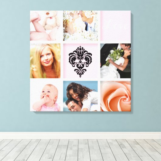 Aangepaste 9-Foto op Canvas, Wit Lijst Sjabloon Canvas Afdruk (Insitu (Houten vloer))
