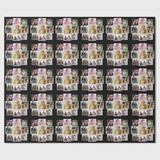 Aangepaste 9 fotocollage cadeaupapier (Vlak)