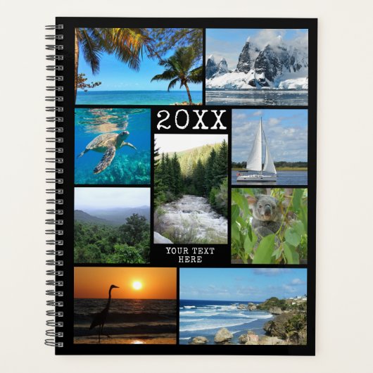 Aangepaste 9 fotocollage fotografie gepersonalisee planner (Voorkant)
