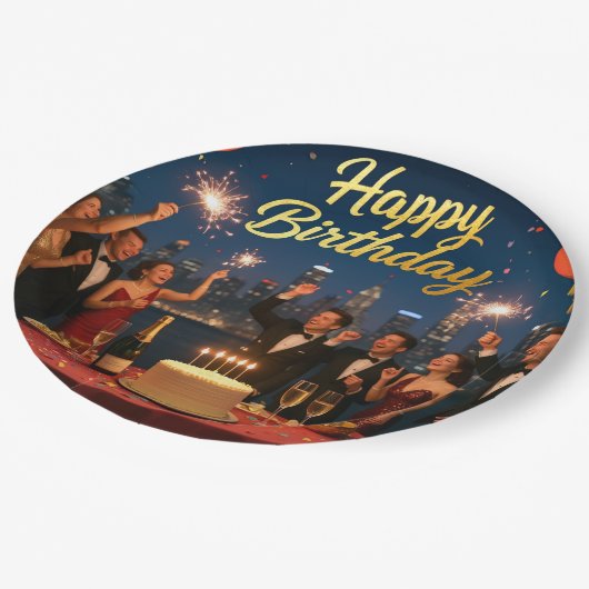 Aangepaste 9 "Round Birthday Dinner Borden Papieren Bordje (Gekanteld)