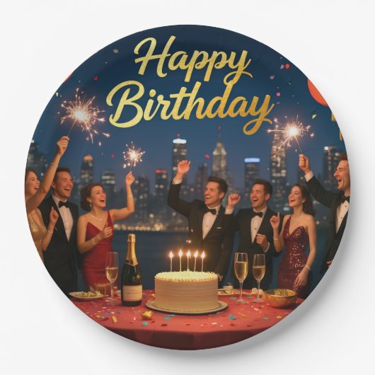 Aangepaste 9 "Round Birthday Dinner Borden Papieren Bordje (Voorkant)