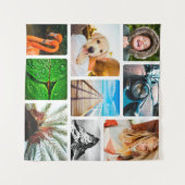 Aangepaste 9 Sjabloon voor fotocollage, omhuld wit Wandkleed (Voorkant (horizontaal))