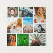 Aangepaste 9 Sjabloon voor fotocollage, omhuld wit Wandkleed (Voorkant)