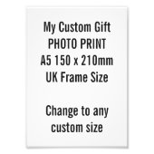 Aangepaste A5-foto Afdruk GB Lijst formaat (Voorkant)