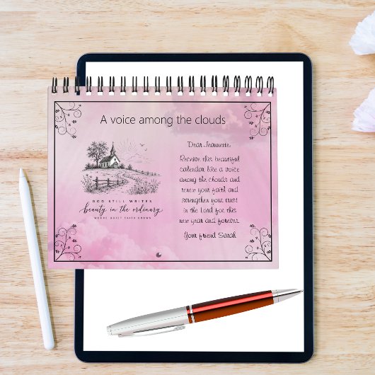 Aangepaste A Voice Among the Clouds Roze Christeli Kalender