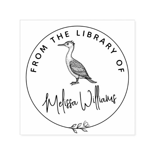 Aangepaste aalscholver Ex Libris uit het bibliothe Zelfinktende Stempel (Design)