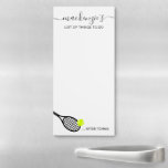 Aangepaste aanbieding na tennis uitvoeren magnetisch notitieblok<br><div class="desc">Speciaal magnetisch notitieblok met een eenvoudige leuke tennisracket, grafische en aangepaste naam of tekst in een feminiemeisje en een modern scripttekenmonogram en een "lijst van dingen om te doen ... na tennis" grappige tekst. Elke tennisspeler zou graag een elegant en modern, bruikbaar kantoor voor schrijfbenodigdheden met tennisthema's willen hebben om...</div>