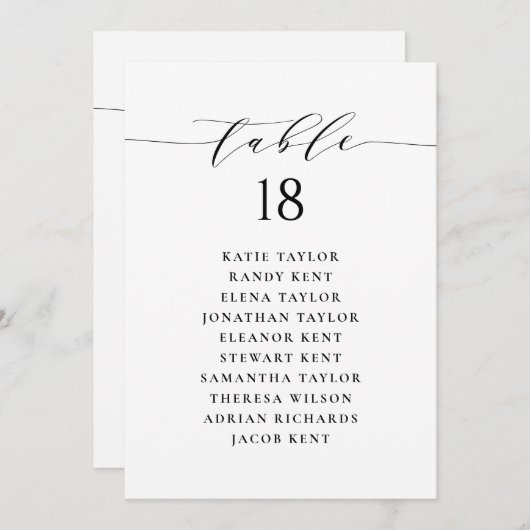 AANGEPASTE AANBIEDING: tabelplan Kaart (Voorkant / Achterkant)