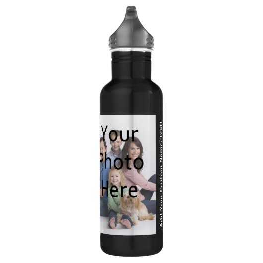 Aangepaste Aangepast 2 foto en tekst Waterfles (Rechts)