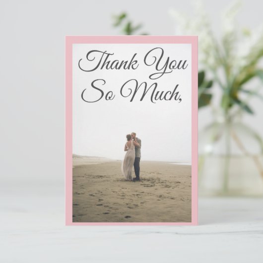 Aangepaste Aangepaste Aangepaste foto wazig roze d Bedankkaart (Staand voorkant)