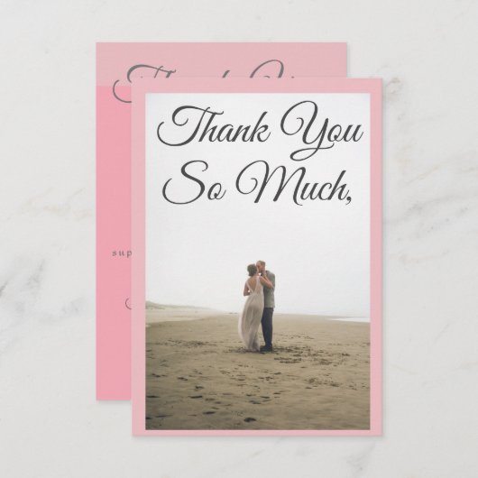 Aangepaste Aangepaste Aangepaste foto wazig roze d Bedankkaart (Voorkant / Achterkant)