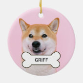 Aangepaste aangepaste foto- en tekstpop-upkoppelin keramisch ornament (Achterkant)